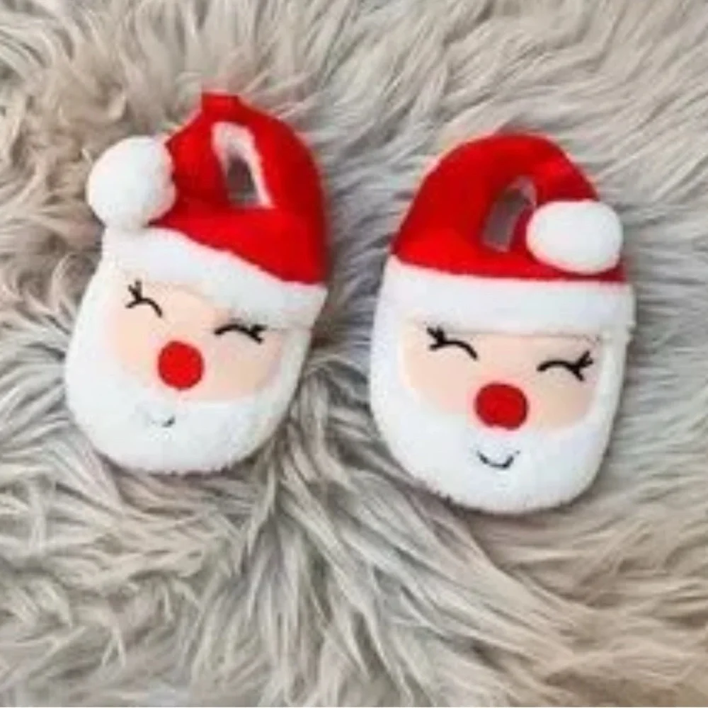 Santa Kids Slippers - Festive Red and White